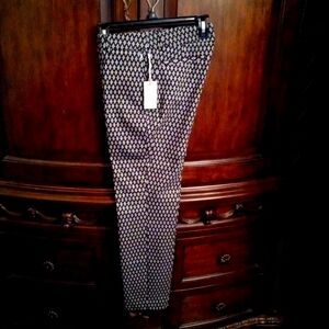 Vintage Kenar Tapered Leg Patterned Low Rise Dress Pants